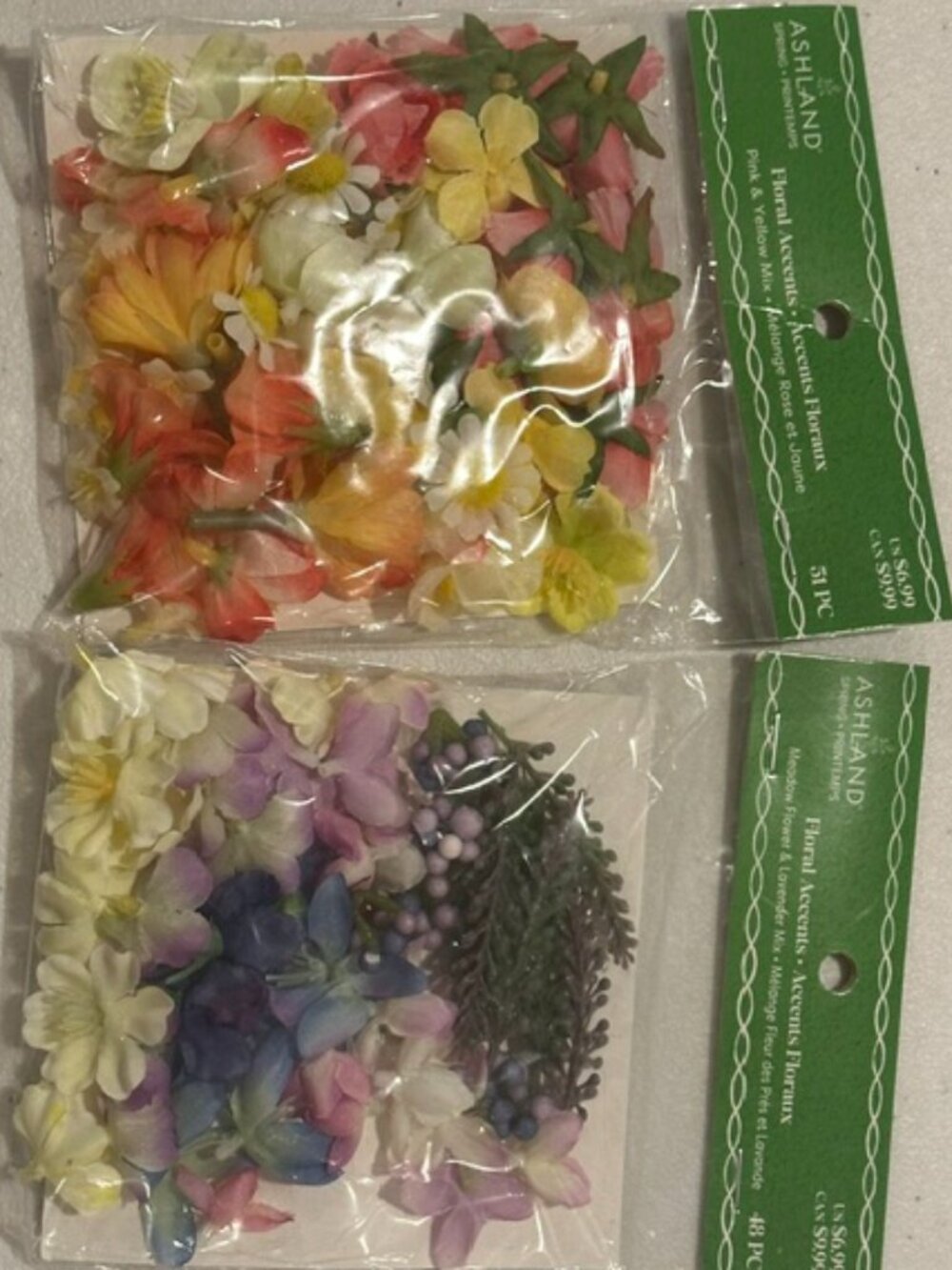 NEW Ashland Floral Accents-Pink & Yellow Mix and Meadow Flower & Lavender Mix
